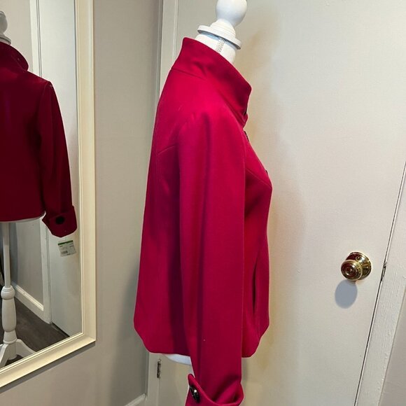 NWT Apostrophe Fuschia Wool Button down Coat, Size Medium - Picture 7 of 15